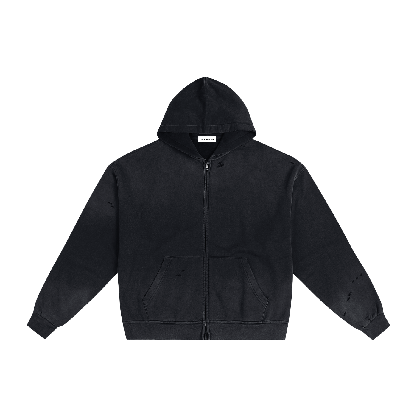 JET BLACK SUNFADE ZIP HOODIE